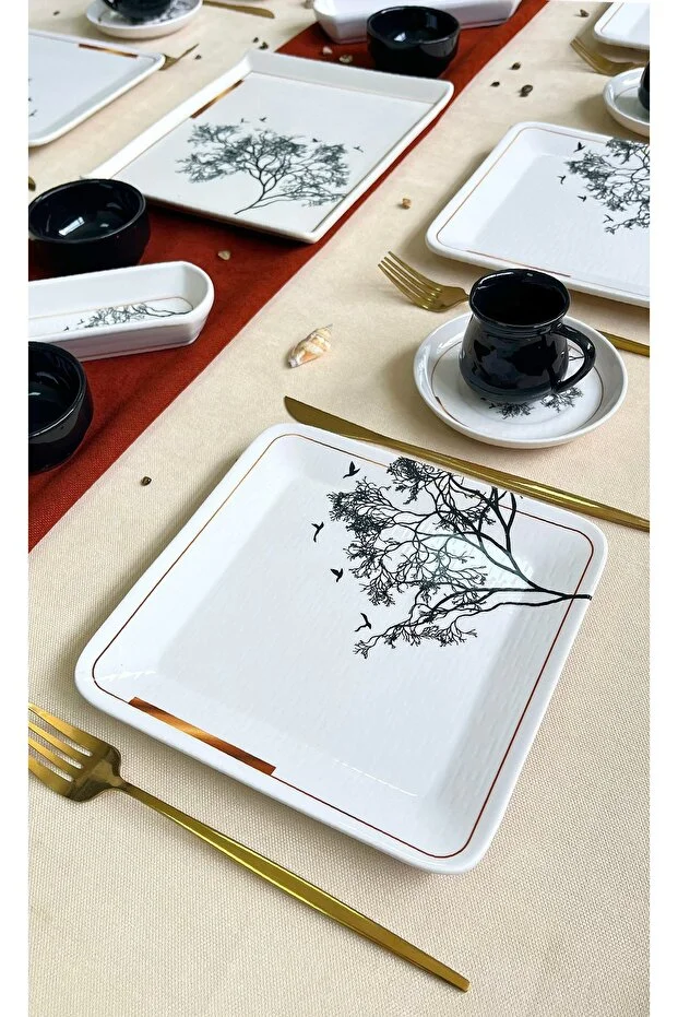 Dilek Ağacı 27 Parça 6 Kişilik Lüx Kahve Fincanlı Kahvaltı Takımı